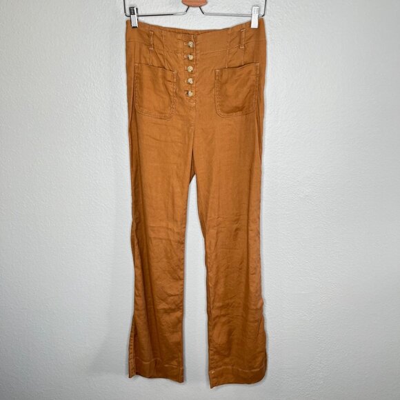 Maeve By Anthropologie Womens Relaxed Leg Trouser Pants Linen Blend Size 2 - Picture 13 of 13
